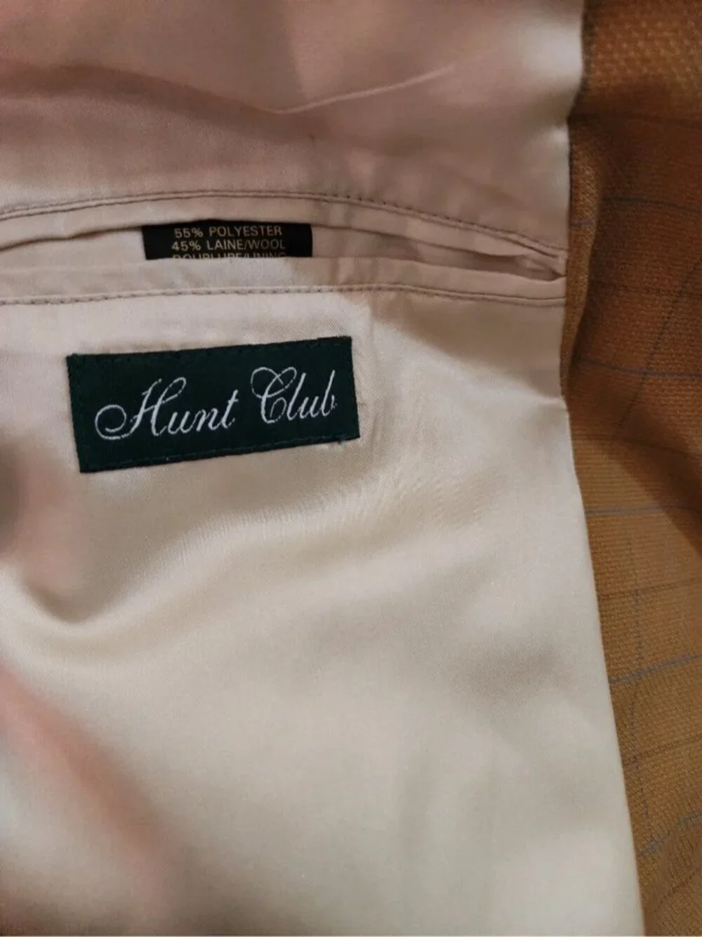 Hunt Club Yellow Checks 45% Wool Blazer Sport Coat